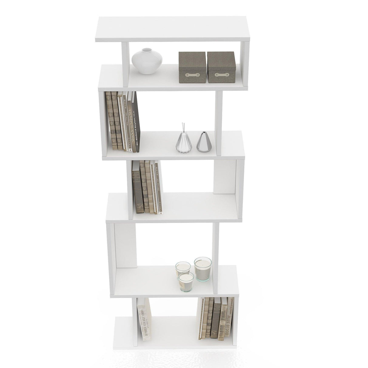 Biblioteca Piramide, Alb, 60x22x160 cm