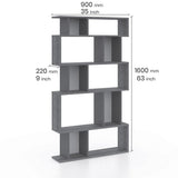 Biblioteca Piramide Wide, Alb, 90x160x22 cm