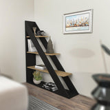 Biblioteca Pisagor cu 4 Rafturi, 120x132x25 cm - Stejar negru