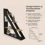 Biblioteca Pisagor cu 4 Rafturi, 120x132x25 cm - Stejar negru