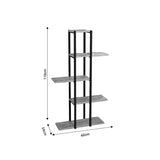 Biblioteca Ploko stejar melamin-negru metalic, 60x24x110 cm - Antracit