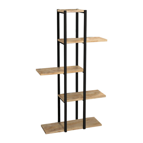 Biblioteca Ploko stejar melamin-negru metalic, 60x24x110 cm