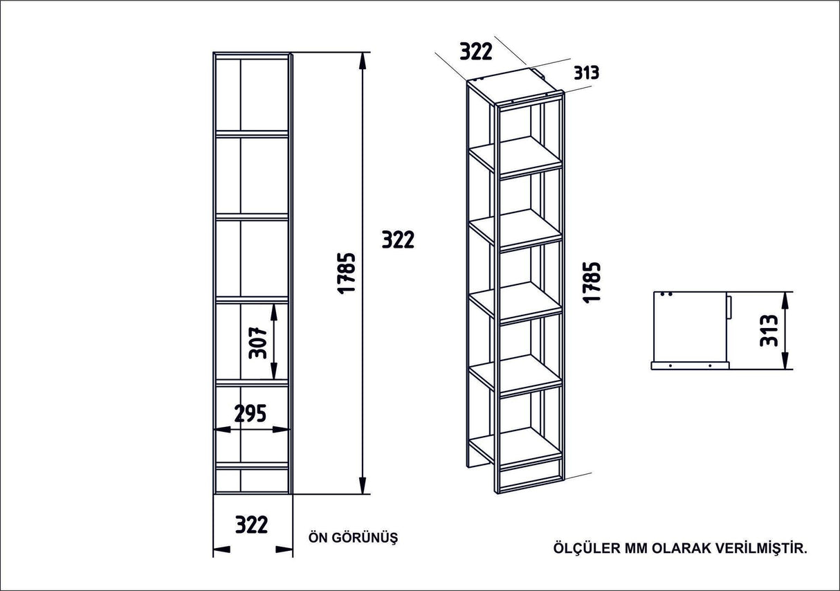 Biblioteca Polka, Auriu, 31x179x32 cm