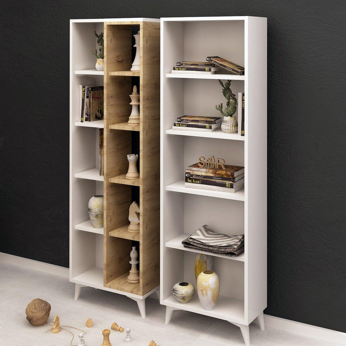 Biblioteca Potenza, Stejar, 25x162x50 cm