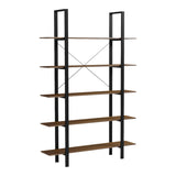 Bibliotecă-Raft cu design modern Varous, Industrial, Metal și Lemn, Nuc, 120x28x180 cm