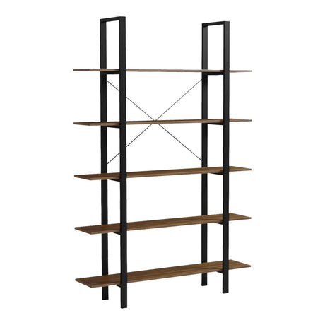 Bibliotecă-Raft cu design modern Varous, Industrial, Metal și Lemn, Nuc, 120x28x180 cm