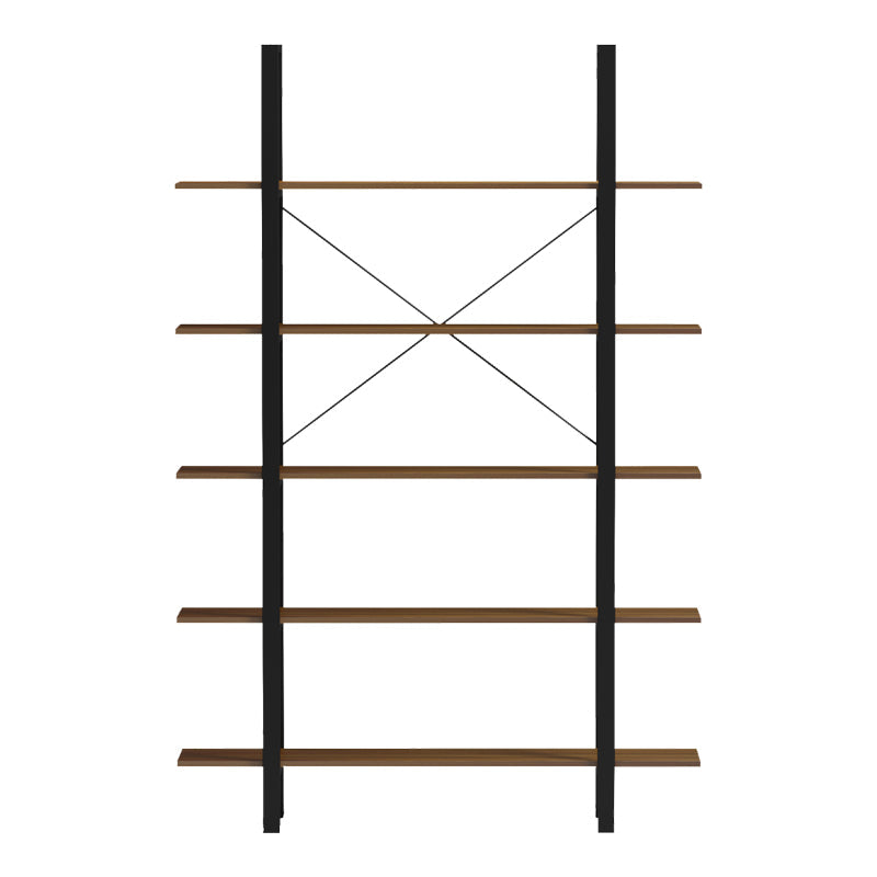 Bibliotecă-Raft cu design modern Varous, Industrial, Metal și Lemn, Nuc, 120x28x180 cm
