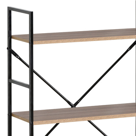 Biblioteca-raft Manlo Natural-otel, negru, 59x24x80 cm