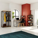 Biblioteca Ramon, negru Natural, 60x28x126 cm