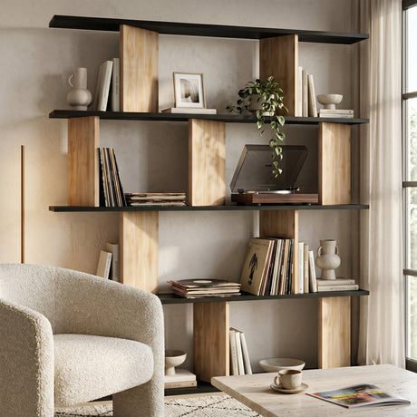 Biblioteca Ratu, Antracit-Stejar - Antracit-Nuc, 120x25x141 cm