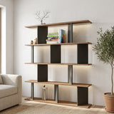 Biblioteca Ratu, Antracit-Stejar - Antracit-Nuc, 120x25x141 cm - Biblioteca Ratu, Antracit-Stejar - Antracit-Nuc, 120x25x141 cm - 120-000677