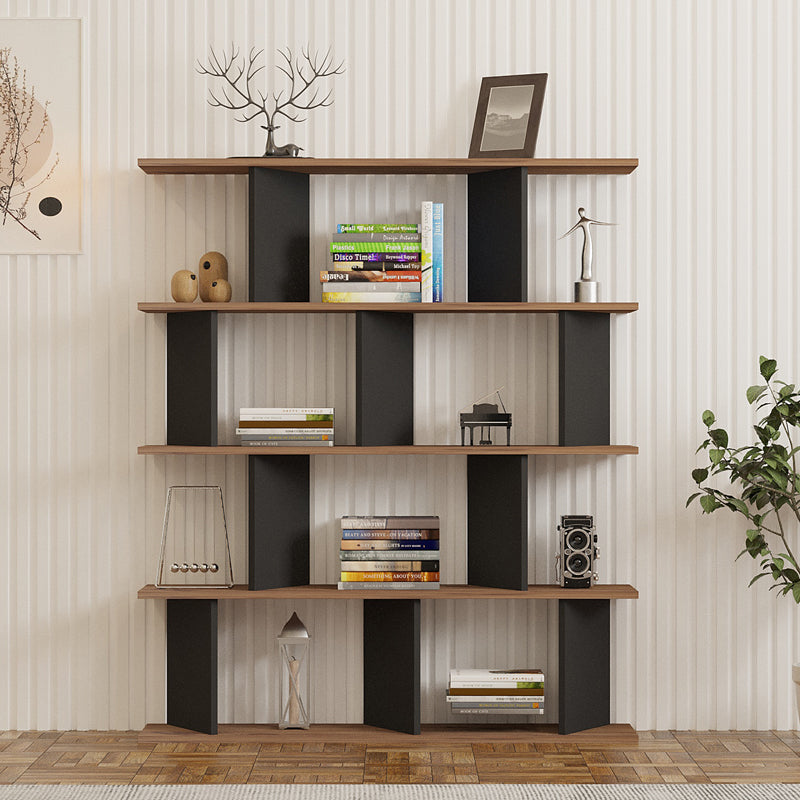 Biblioteca Ratu, Antracit-Stejar - Antracit-Nuc, 120x25x141 cm - Antracit-Stejar