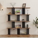 Biblioteca Ratu, Antracit-Stejar - Antracit-Nuc, 120x25x141 cm - Antracit-Stejar