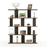 Biblioteca Ratu, Antracit-Stejar - Antracit-Nuc, 120x25x141 cm - Antracit-Stejar