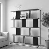 Biblioteca Ratu, Antracit-Stejar - Antracit-Nuc, 120x25x141 cm - Antracit-Stejar