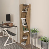 Biblioteca Rawo cu 6 Rafturi Design Elegant, 32x165x32 cm - Nuc Alb