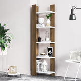 Biblioteca Reeta, Nuc - Alb, 45x26x160 cm - Nuc