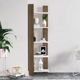 Biblioteca Reeta, Nuc - Alb, 45x26x160 cm - Nuc