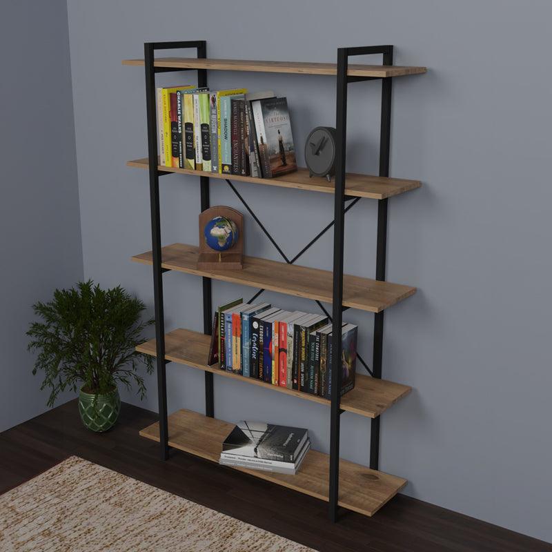 Biblioteca Reson, Antracit - Stejar, 120x34x180 cm - Stejar