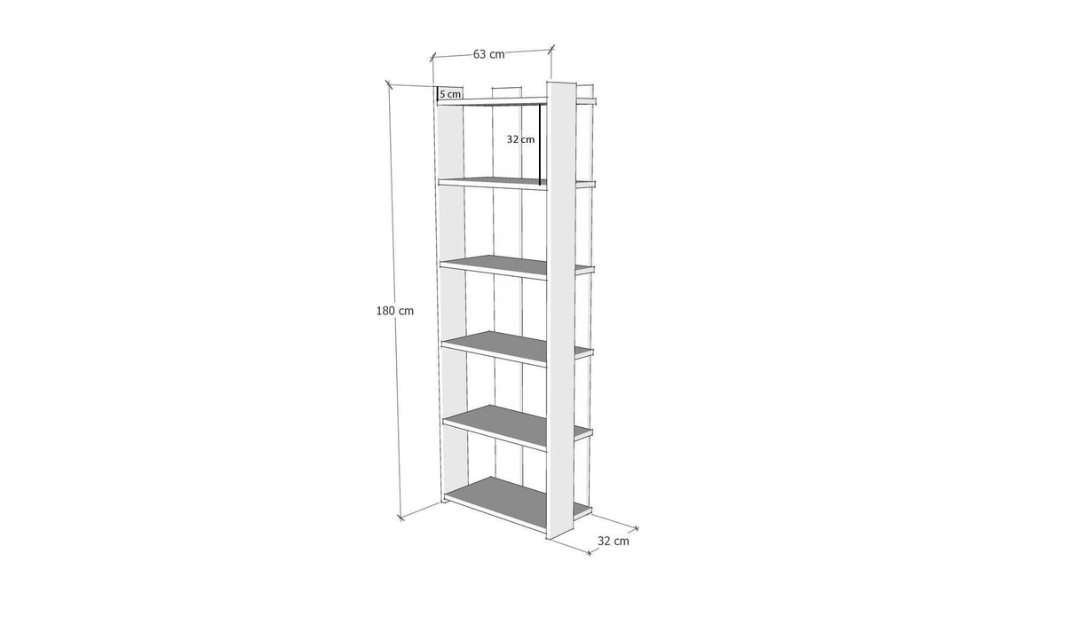 Biblioteca Sakran, Alb - Galben, 63x180x32 cm - Galben