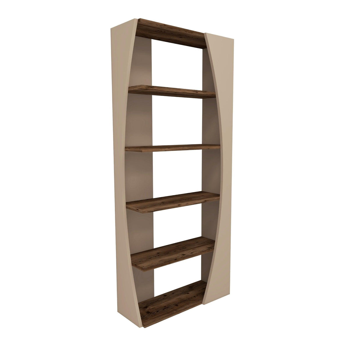 Biblioteca Selge Prag Design, 5 rafturi, 64x150x24 cm - Crem