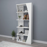 Biblioteca Selge Prag Design, 5 rafturi, 64x150x24 cm - Alb