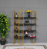 Biblioteca Sierra cu 4 Rafturi, Negru - Maro, 125x180x28 cm - Negru