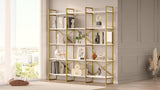 Biblioteca Sierra Lux Large cu 5 rafturi, Aur - Negru - Alb, 170x175x30 cm - Alb