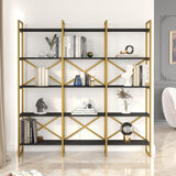 Biblioteca Sierra Lux Large cu 5 rafturi, Aur - Negru - Alb, 170x175x30 cm - Negru