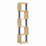 Biblioteca Slim Bran cu 5 rafturi, Bej, 35x161x30 cm