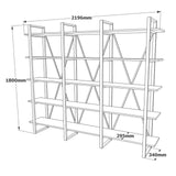 Biblioteca Sous cadru Metal, Crem, 220x180x34 cm
