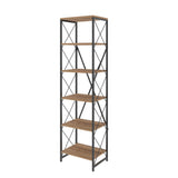 Biblioteca Suadiye cu 6 Rafturi cadru Metalic, Stejar, 50x30x180 cm