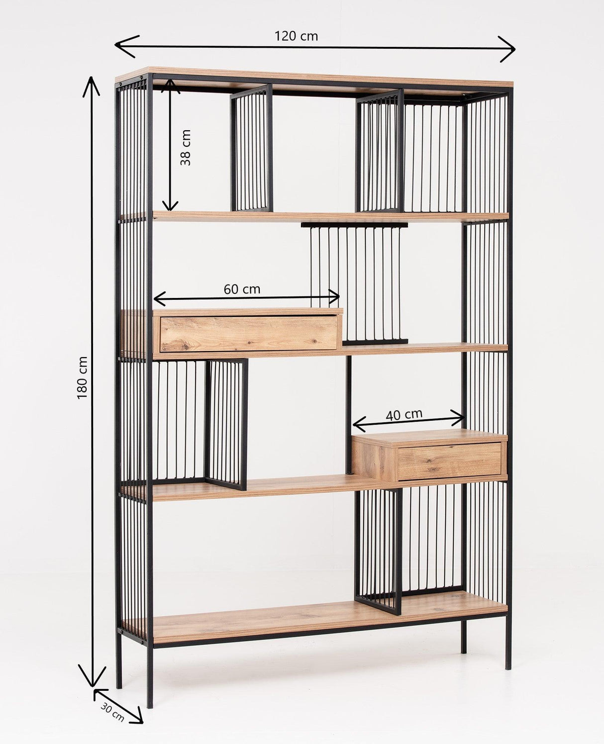 Biblioteca Sultan, 4 Rafturi Larg, Maro, 120x180x30 cm