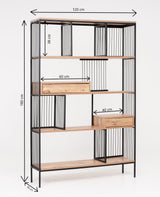 Biblioteca Sultan, 4 Rafturi Larg, Maro, 120x180x30 cm