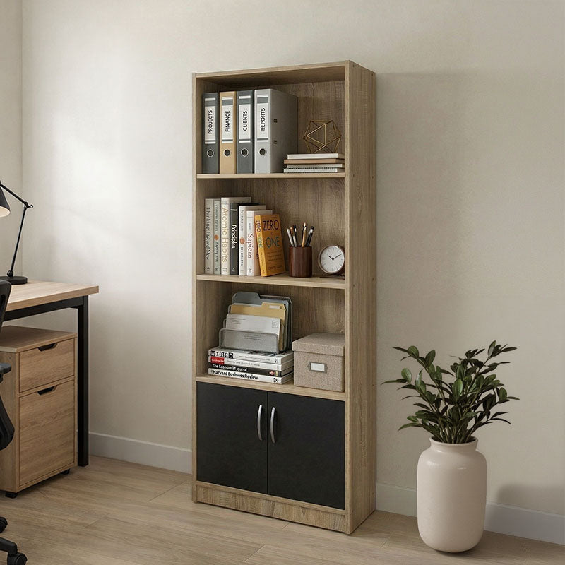 Biblioteca moderna Tekaro, Lemn, Diverse culori, 60x29x166 cm - Biblioteca moderna Tekaro, Lemn, Diverse culori, 60x29x166 cm - 383-000113