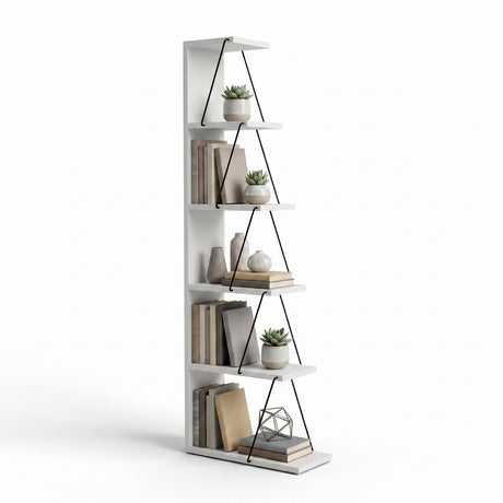 Biblioteca Tlos cu 6 rafturi, diverse culori, 50x150x22 cm