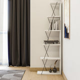 Biblioteca Tlos cu 6 rafturi, diverse culori, 50x150x22 cm - Alb