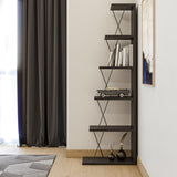 Biblioteca Tlos cu 6 rafturi, diverse culori, 50x150x22 cm - Gri