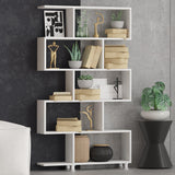 Biblioteca Vento, 6 rafturi, Alb, 90x155x20 cm