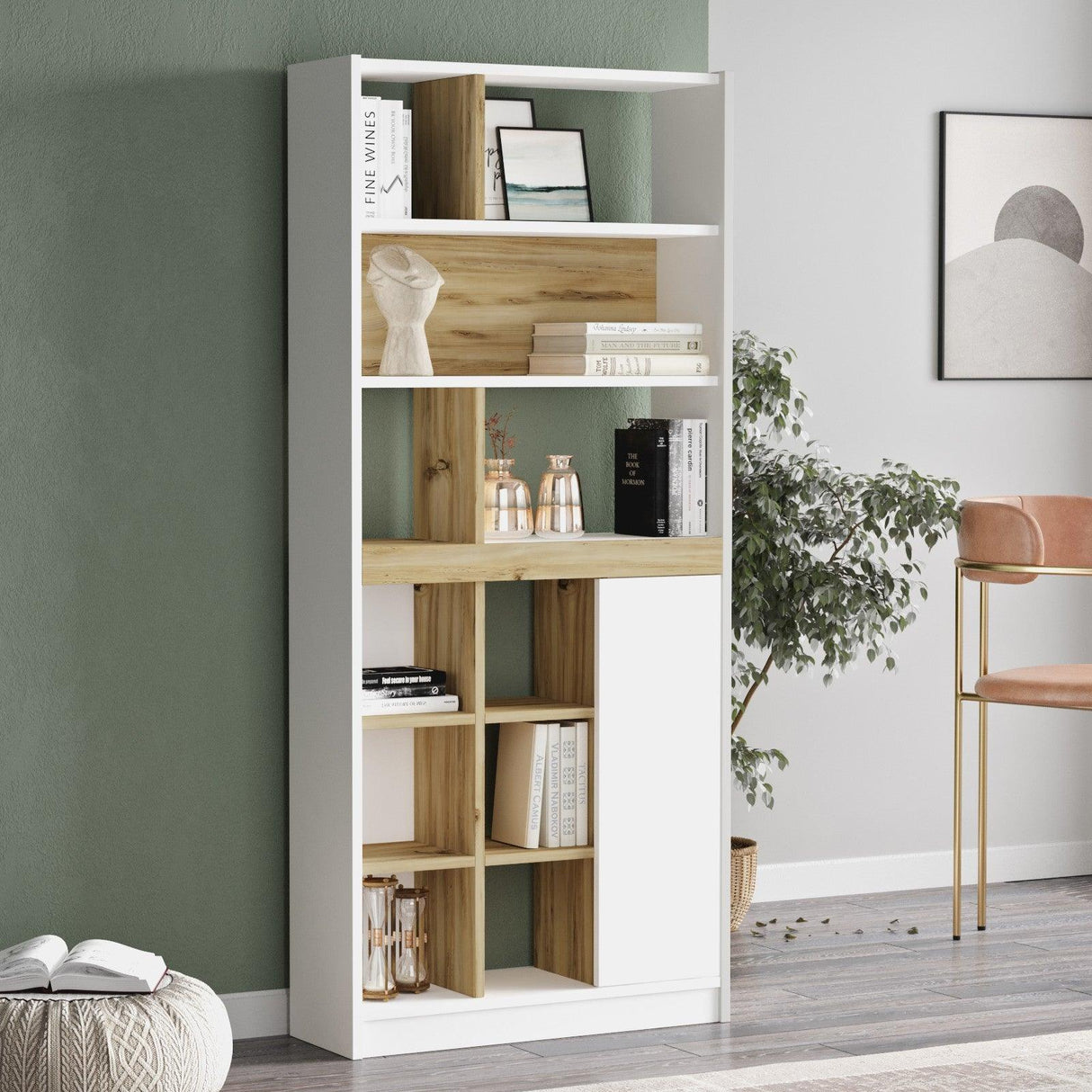 Biblioteca Yarmul, Stejar, 76x170x25 cm