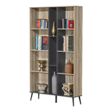 Biblioteca Zezan, lemn și metal, Stejar, 114x30x200 cm