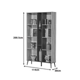 Biblioteca Zezan, lemn și metal, Stejar, 114x30x200 cm