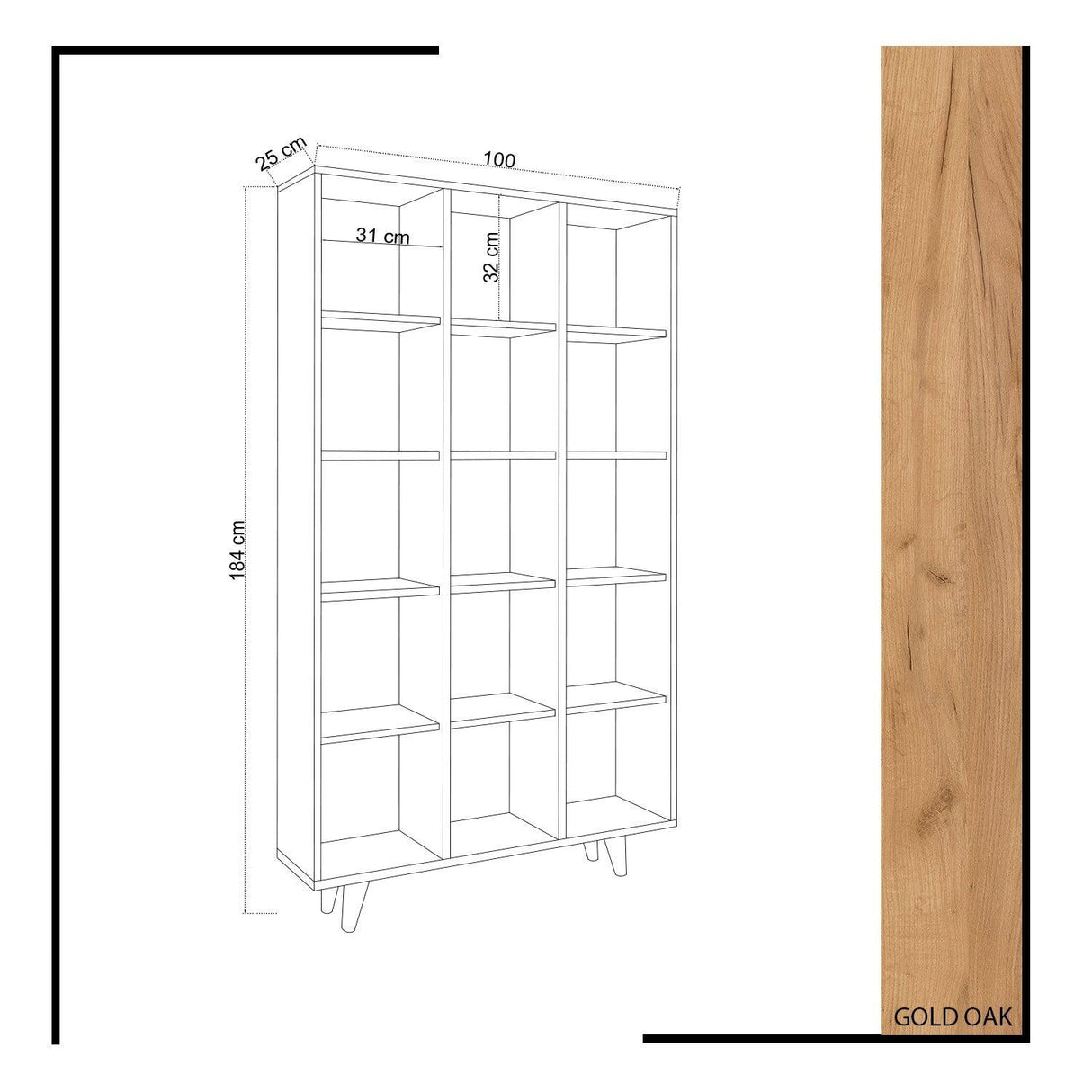 Biblioteca Zipa, Crem, 25x184x100 cm