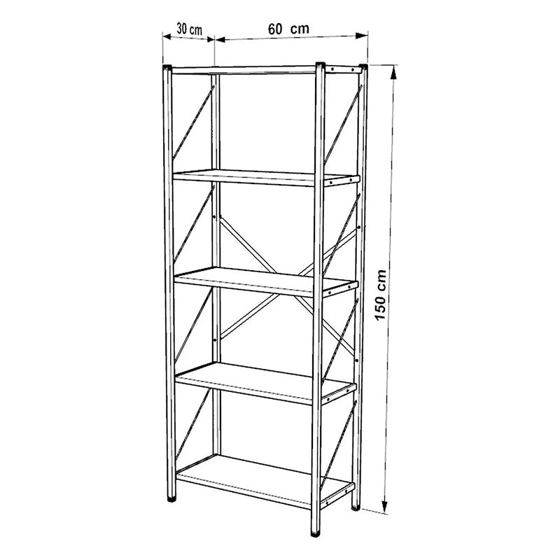 Biblioteca Bimblem, metal, 60x30x150 cm - Nuc-Negru
