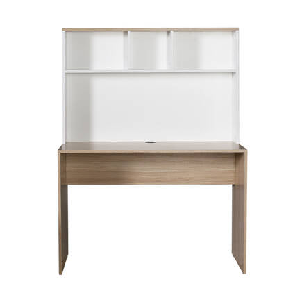 Birou CMU-830-MB-1 Home Collection® Base cu biblioteca, Alb - Stejar, 110x149x52 cm