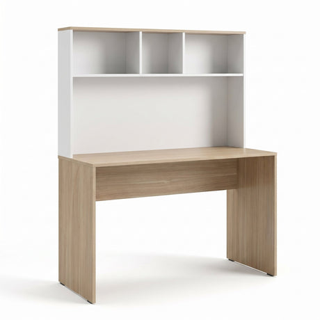 Birou CMU-830-MB-1 Home Collection® Base cu biblioteca, Alb - Stejar, 110x149x52 cm