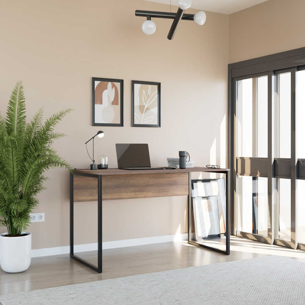 Birou CMS-900-BB-1 Home Collection® Connect cu picior metalic, 120x60x75 cm - Maro | SKU: CMS-900-OO-1
