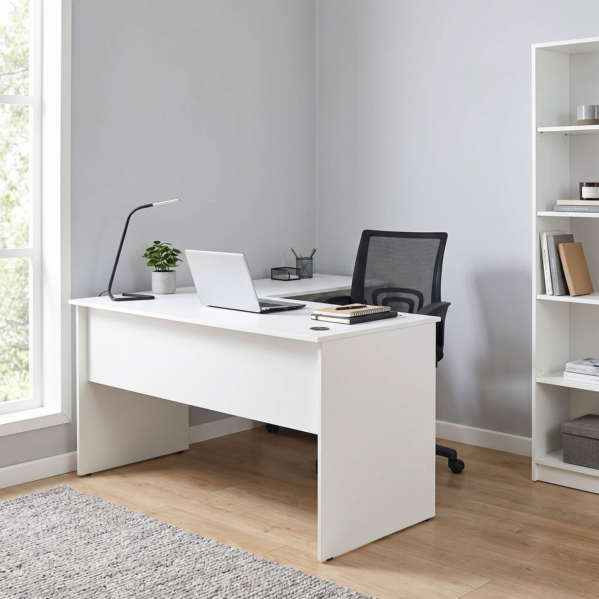 Birou RMS-320-DD-1 Home Collection® L Rio Office, Interschimbabil, Masa de colt, 160x75x144 cm - Alb | SKU: RMS-320-DD-1, RMS-320-AX-1, RMS-320-FF-1, RMS-320-OO-1