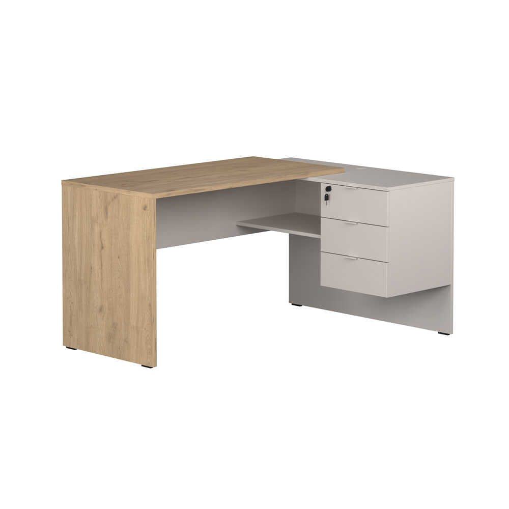 Birou CMS-743-FV-2 Home Collection® Madrid cu 3 sertare, Stejar, 140x75x107 cm