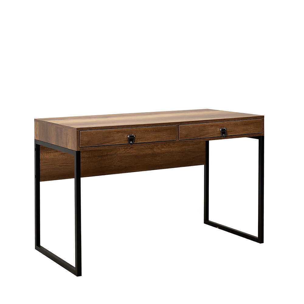 Birou CMS-922-OO-1 Home Collection® Profile cu cadru metalic si 2 sertare, Maro, 120x79x60 cm